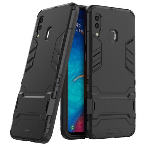 Slim Armour Tough Shockproof Case & Stand for Samsung Galaxy A20 / A30 - Black